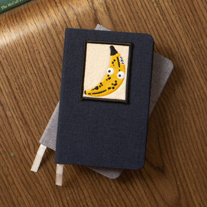 Patched Linen Notebook - Googly Banana: Navy