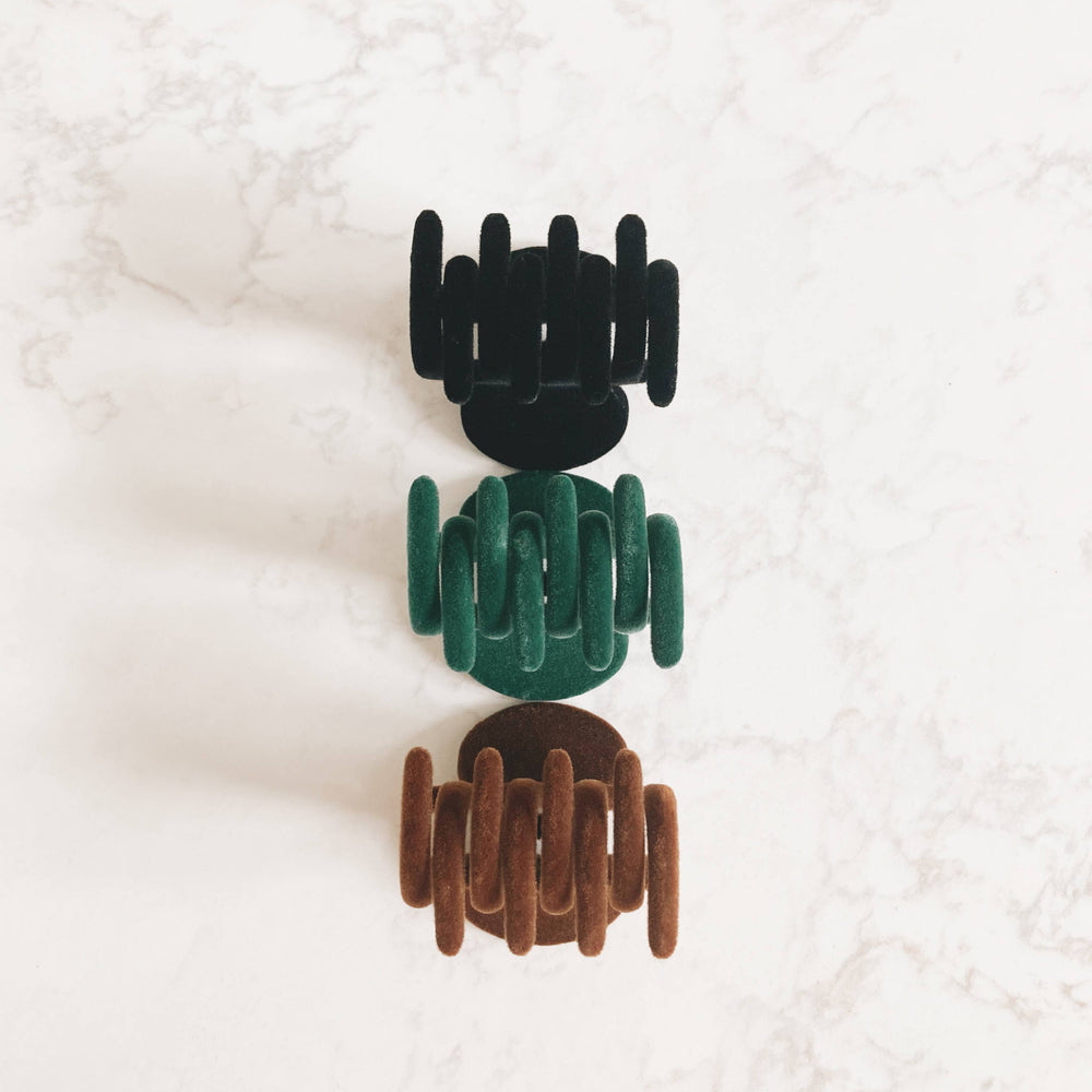 Flocked Mini Claw Clip Set - Jewel Tones