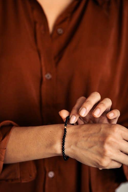 Faceted Black Onyx Gemstone Bracelet