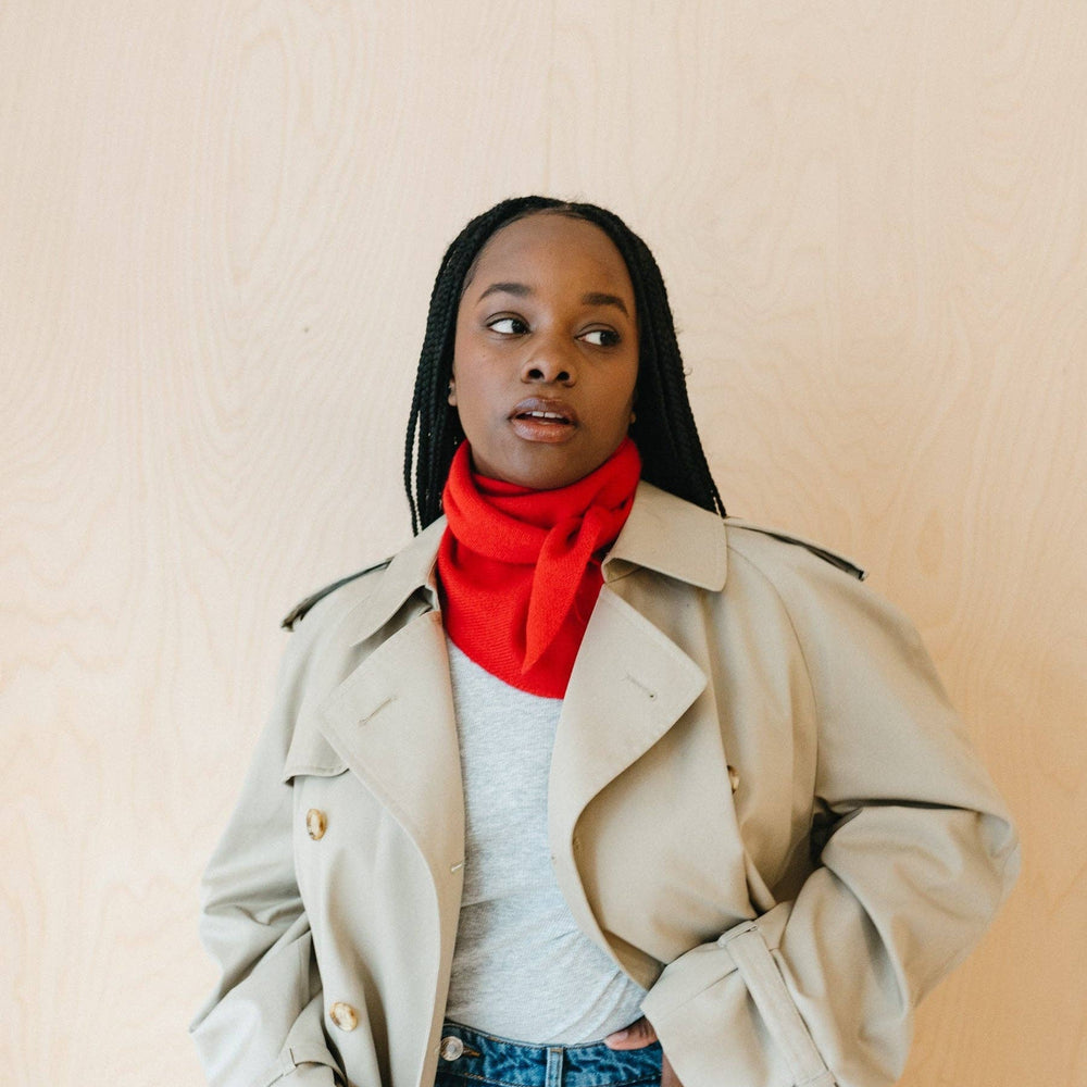 Merino Triangle Scarf in Red