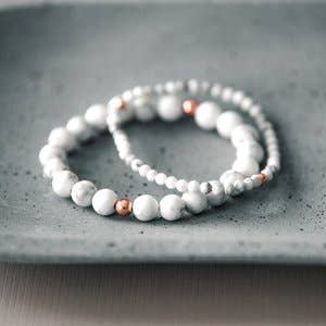 Faceted Dainty Breathe Howlite Gemstone Bracelet