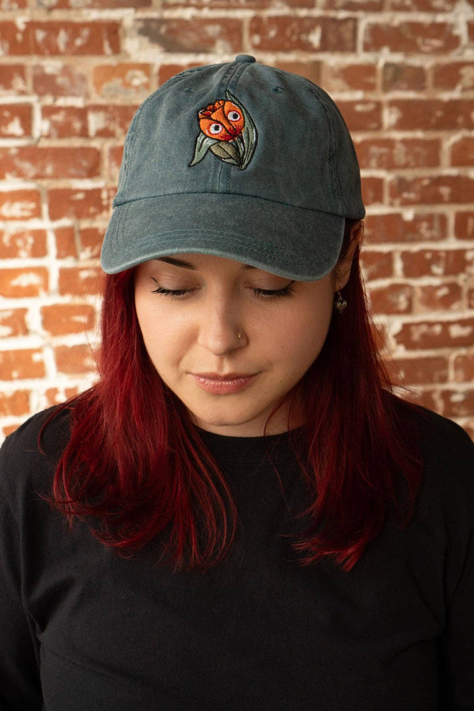 Googly Tulip Dad Hat: Vintage Teal