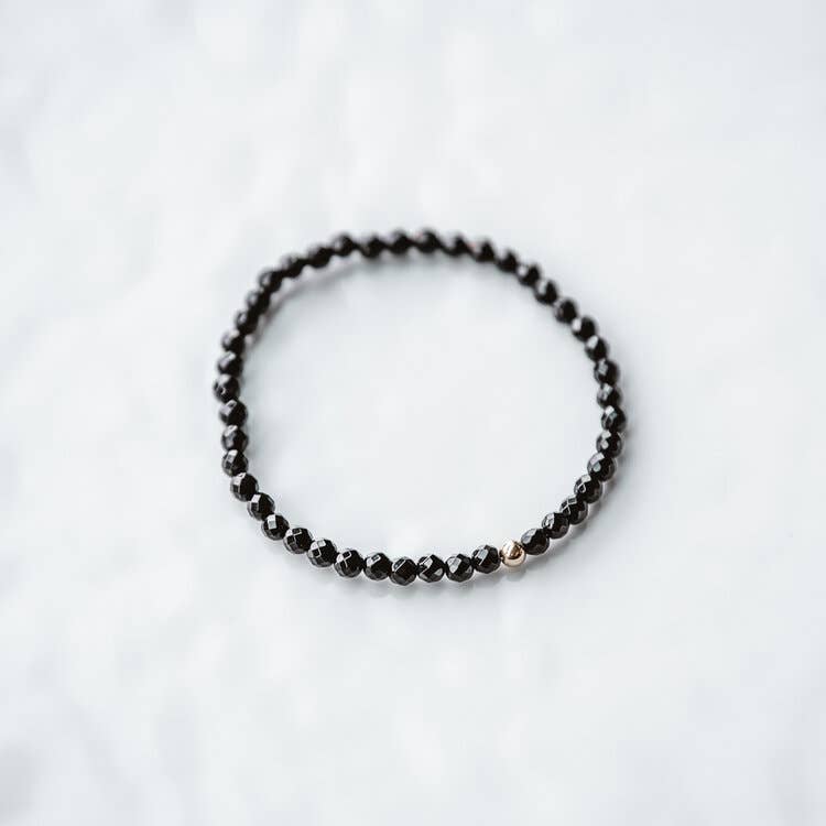 Faceted Black Onyx Gemstone Bracelet