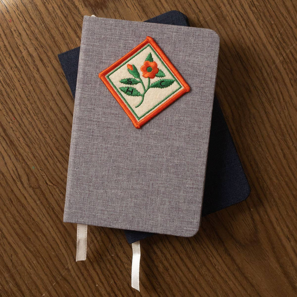 Patched Linen Notebook - SHC Bloom: Grey