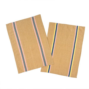 Madeira Stripe Tea Towel Set of 2 | Pink/Ochre